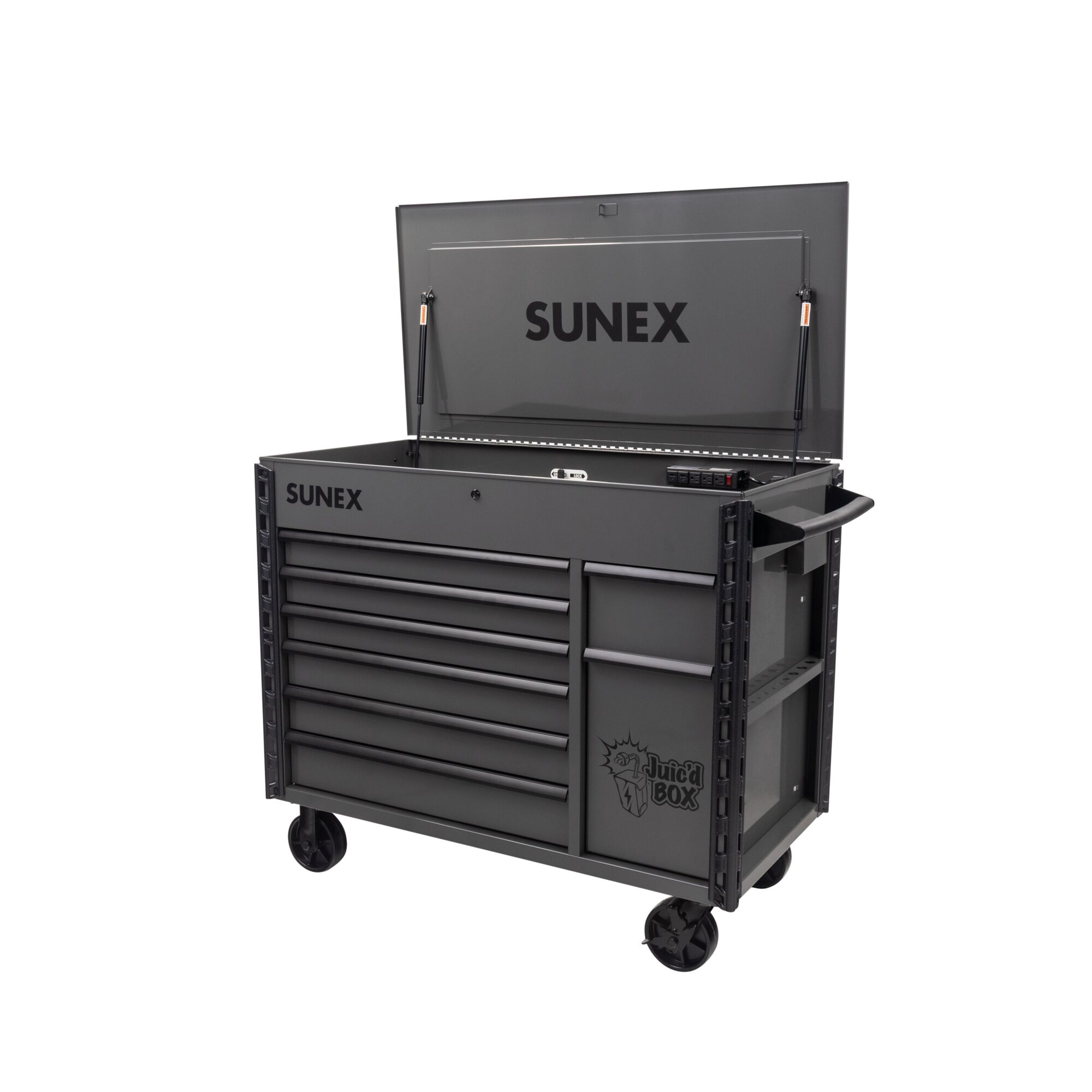 SUNEX TOOLS, Model #8065PCGRY, 7 Drawer Power Cart w/Dedicated power tool storage - GRAY